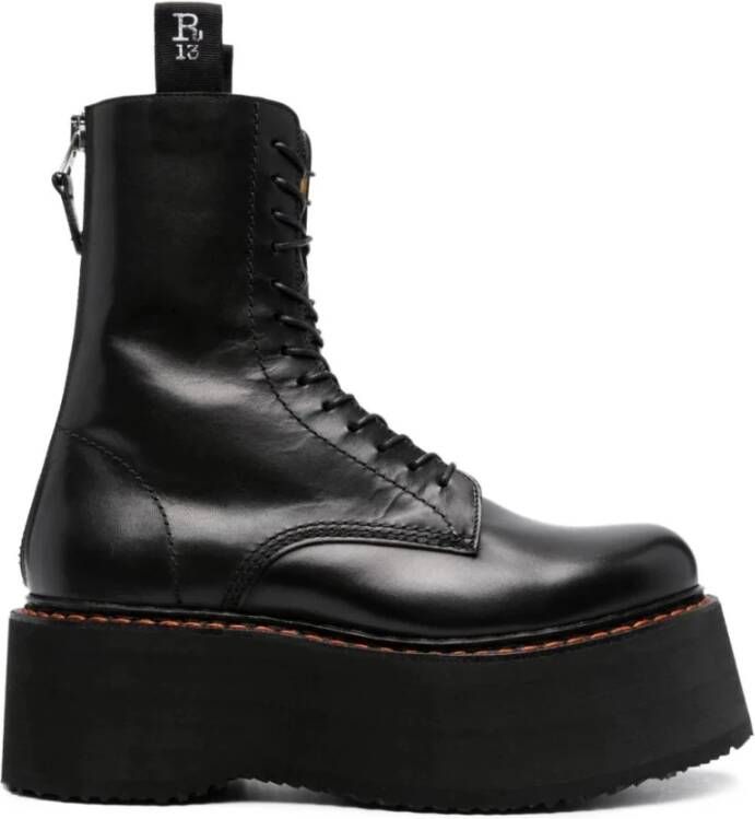 R13 Zwarte Stackboot Stijlvolle Laars Black Dames