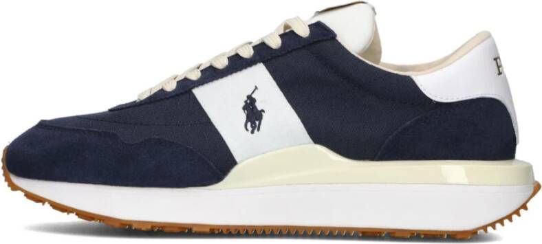 Ralph Lauren Blauwe Suède Lage Sneakers Blue Heren