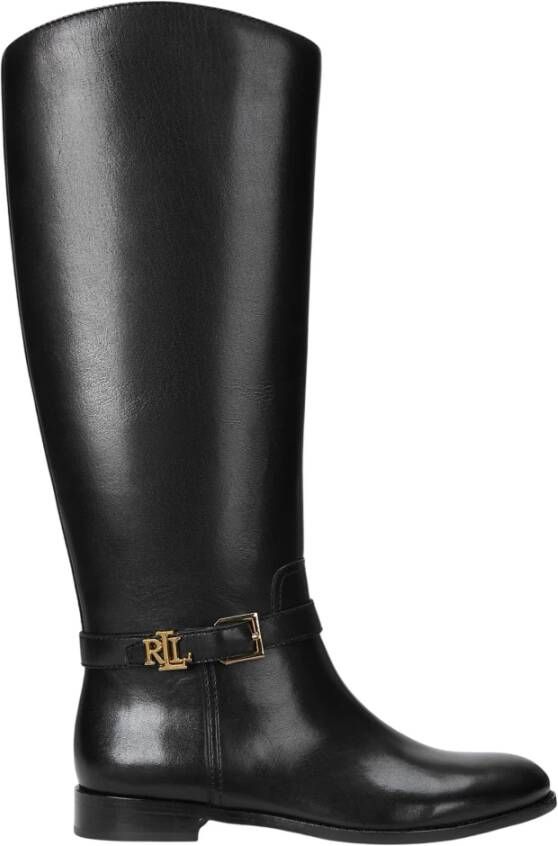 Ralph Lauren Brooke Leren Rijlaars Schoenen Black Dames