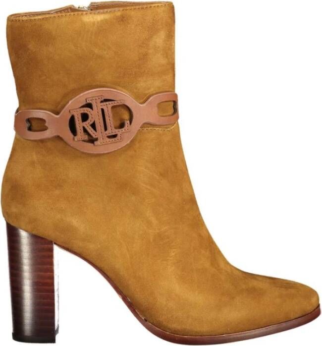 Ralph Lauren Bruine leren enkellaarzen met rits Brown Dames