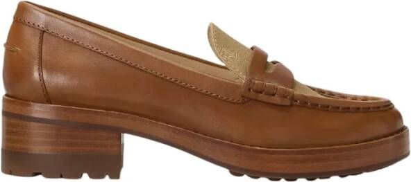 Ralph Lauren Bruine leren loafers Wern Brown Dames