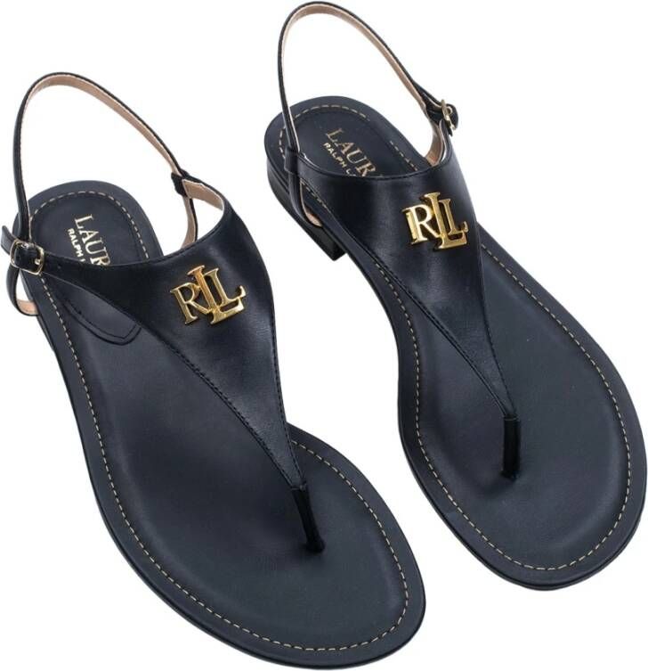 Polo Ralph Lauren Dames sandalen an zwart leer Black Dames