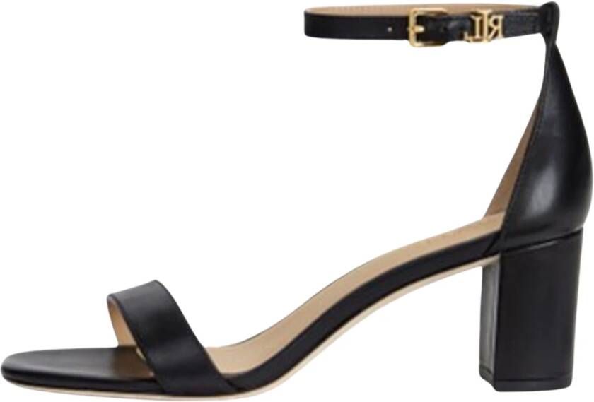 Ralph Lauren Gebrande leren sandaal schoenen Black Dames