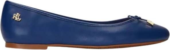 Ralph Lauren Marineblauwe leren ballerina's Blue Dames