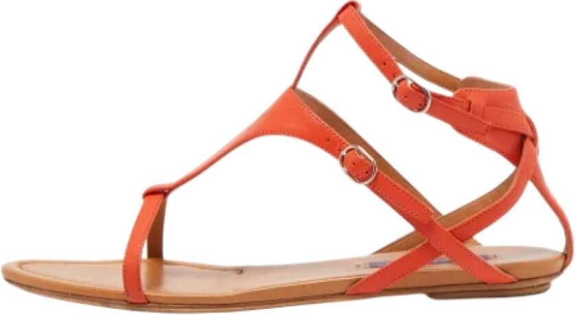 Ralph Lauren Pre-owned Leather sandals Orange Dames