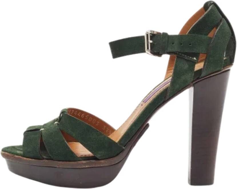 Ralph Lauren Pre-owned Suede sandals Green Dames