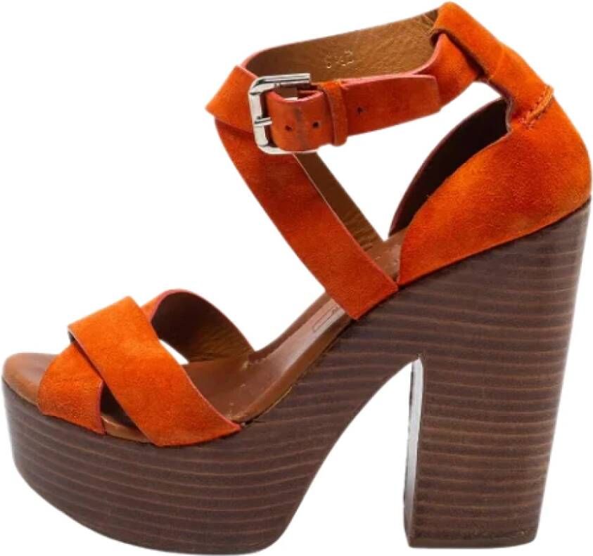 Ralph Lauren Pre-owned Suede sandals Orange Dames