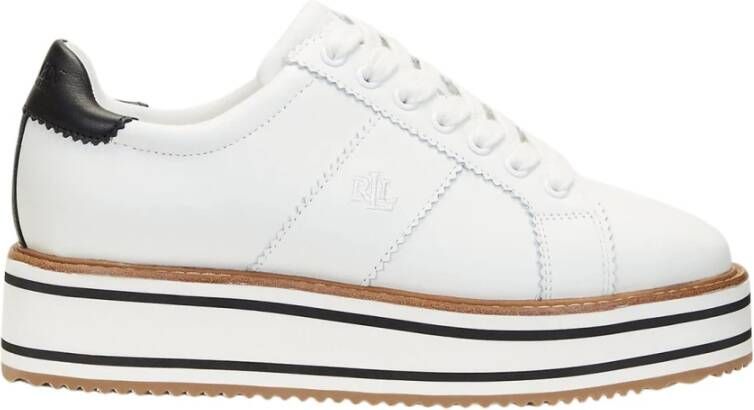 Ralph Lauren Sneaker Amelia in leer met plateau White Dames