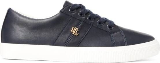 Polo Ralph Lauren Janson II Leren Sneakers met Sportieve Strepen Blue Dames