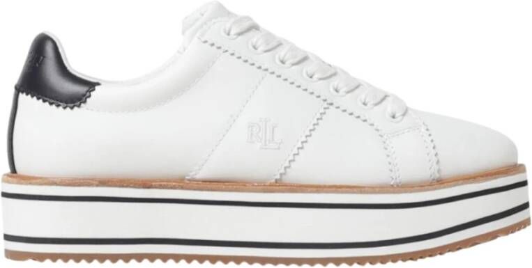 Ralph Lauren Sneaker Amelia in leer met plateau White Dames