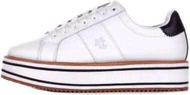 Ralph Lauren Witte Leren Sneakers Logo Zijkant White Dames