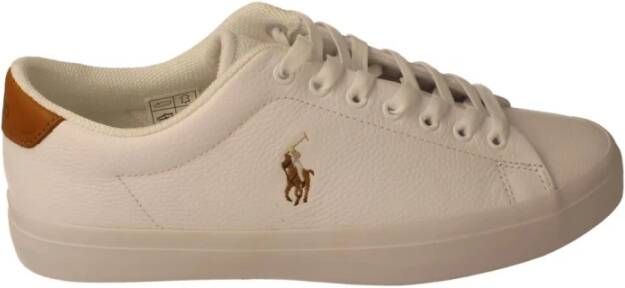 Ralph Lauren Witte Leren Sneakers met Kameeldetail Beige Heren