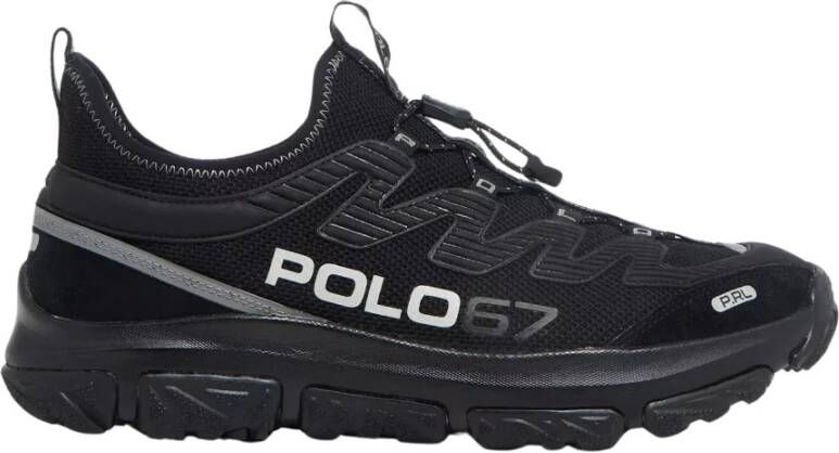 Ralph Lauren Zwarte Adventure sneakers met logo Black Heren