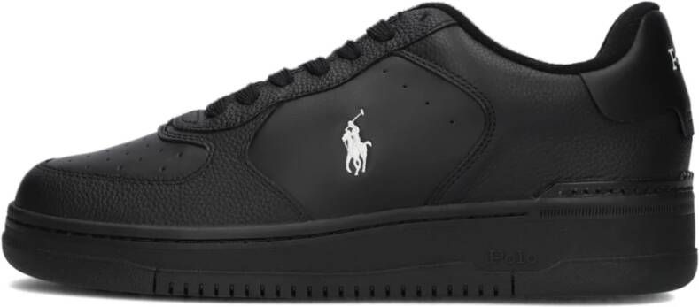 Ralph Lauren Zwarte Lage Top Leren Sneakers Masters CRT Black Heren