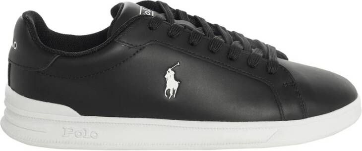 Ralph Lauren Zwarte Leren Court Sneakers Black Heren