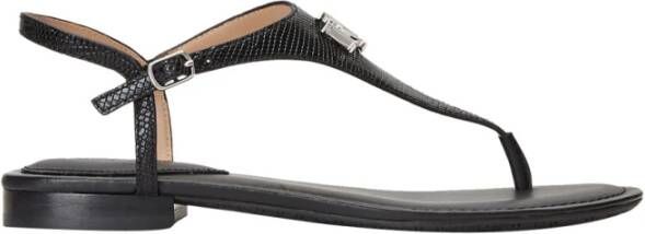 Ralph Lauren Zwarte Leren Sandalen Ellington Stijl Black Dames