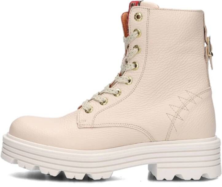 Red Rag Beige Leren Veterboots met Gouden Detail Beige Dames