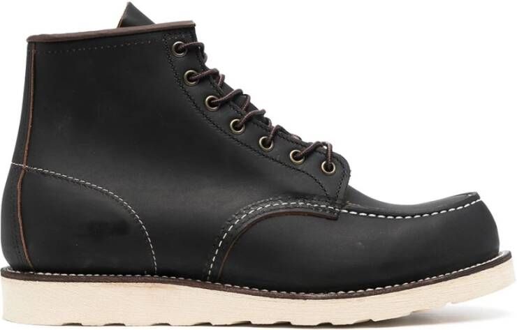 Red Wing Shoes Zwarte Leren Platte Schoenen Vetersluiting Black Heren