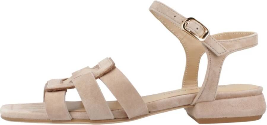 Regarde le Ciel Stijlvolle Platte Sandalen voor Vrouwen Beige Dames