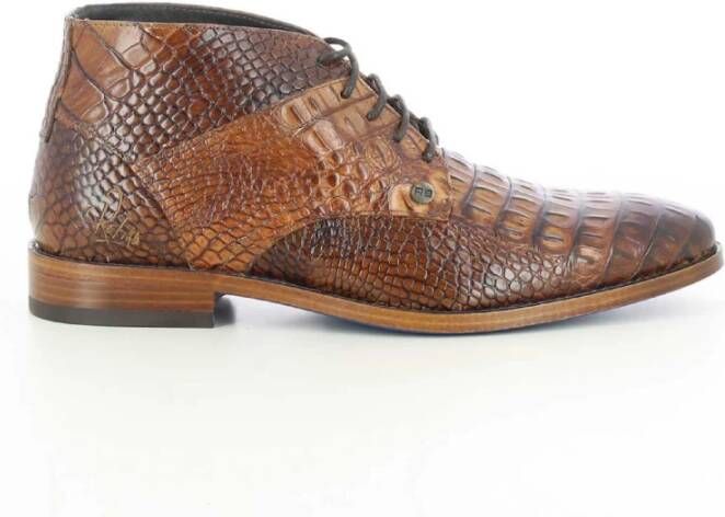 Rehab Heren Cognac Croco Leren Schoenen Brown Heren