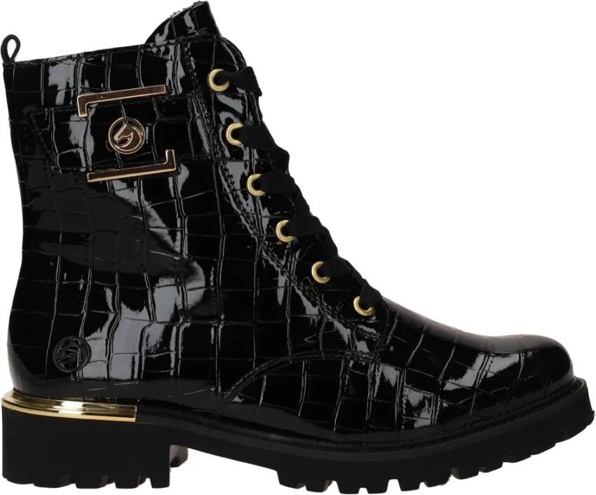 Remonte Glamoureuze Veterschoenen met Gouden Details Black Dames