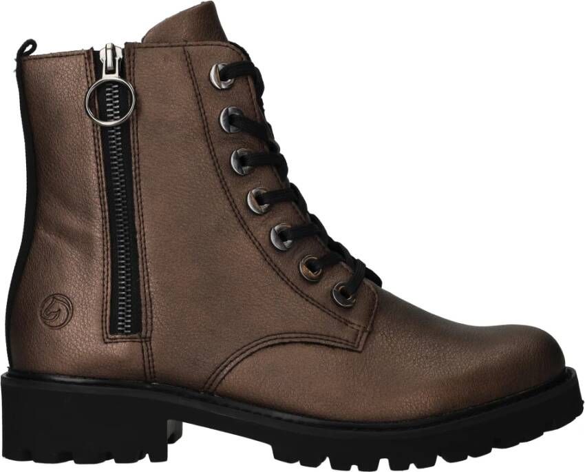 Remonte Metallic Bronzen Veterschoenen Brown Dames