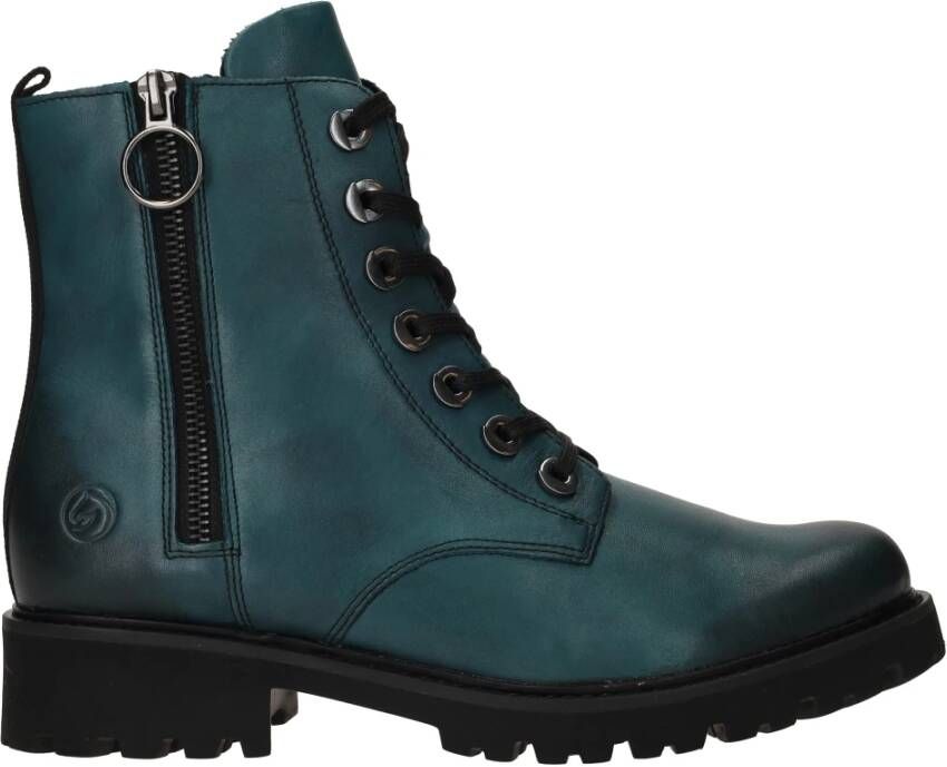 Remonte Metallic Petrol Veterschoenen Blue Dames