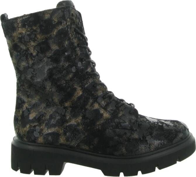 Remonte Metallic Dierenprint Veterschoen Black Dames