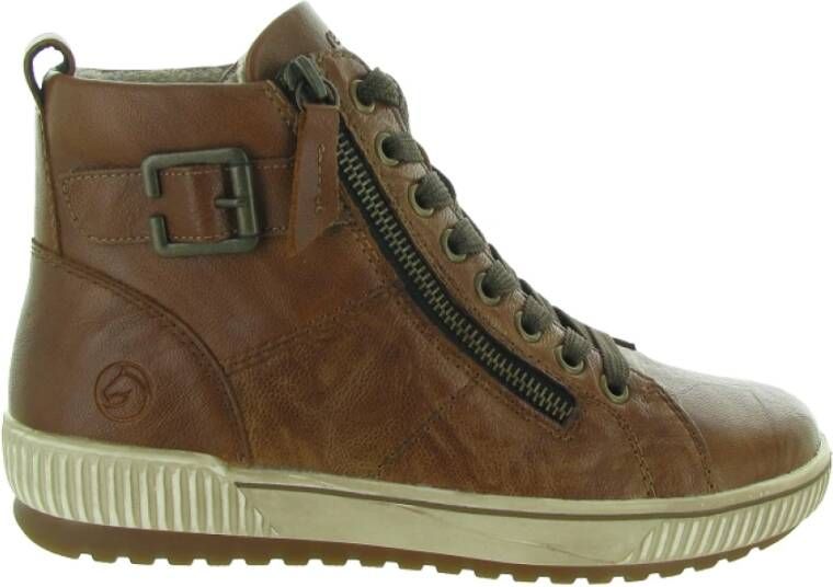 Remonte Plateausneakers vrijetijdsschoen high-top sneaker veterschoen met trendy siergesp