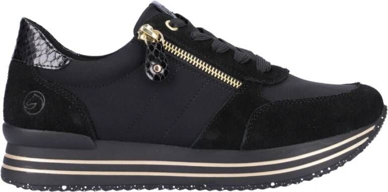 Remonte Zwarte Casual Gesloten Sneakers voor Dames Black Dames