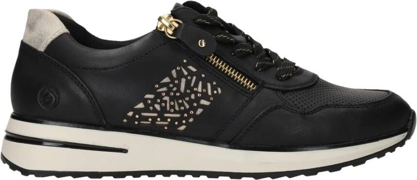 Remonte Zwarte Lite 'n Soft Sneakers met Gouden Details Black Dames