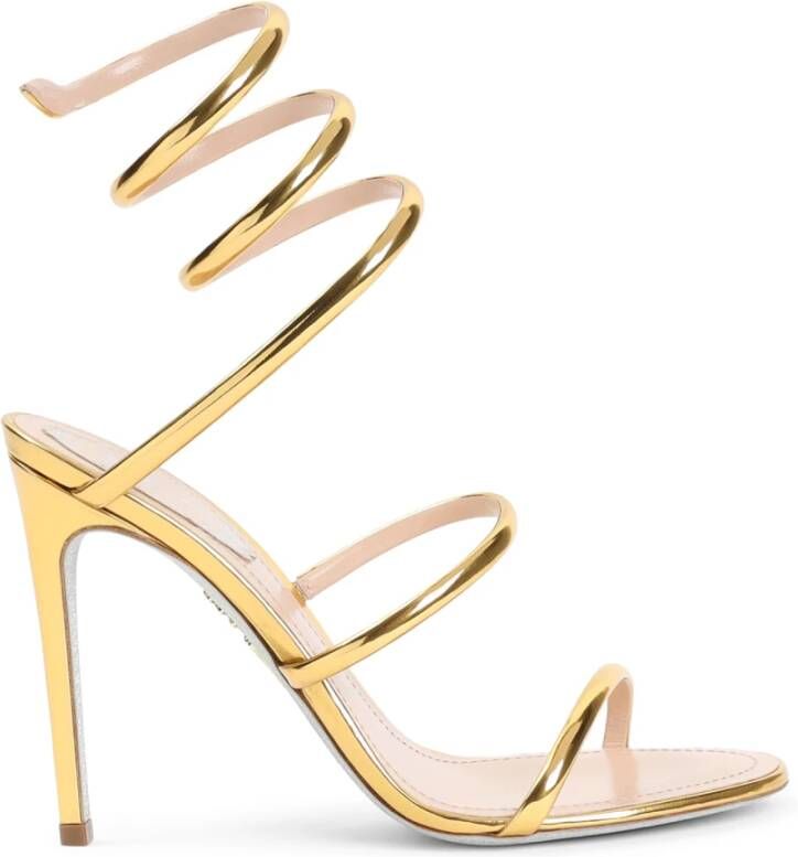 René Caovilla Metallic Sandalen voor Vrouwen Elegante Stijl Yellow Dames