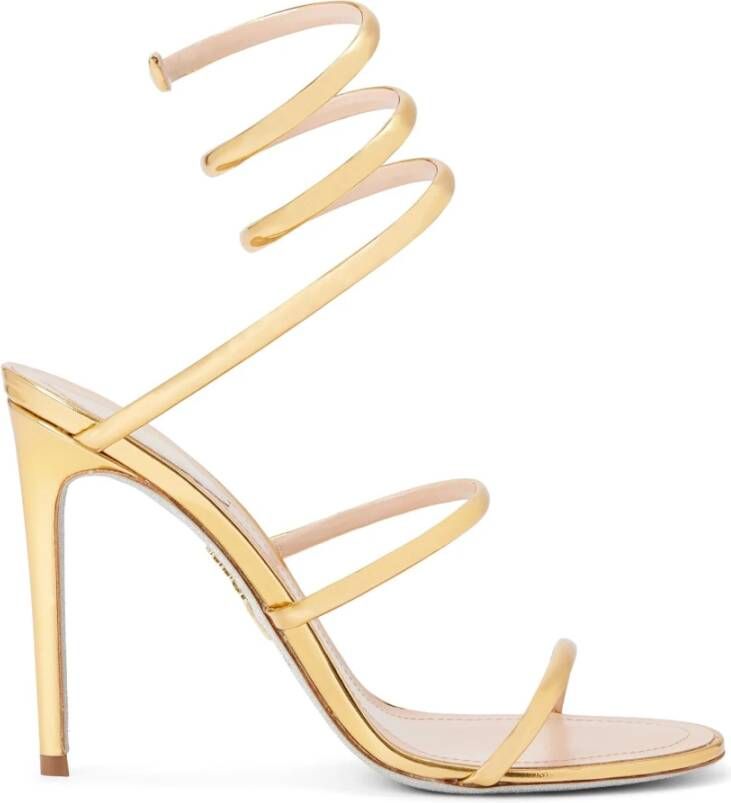 René Caovilla Gouden Cleo Sandalen met Slangen Hardware Yellow Dames