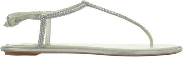 René Caovilla Groene Juweel Leren Sandalen Green Dames