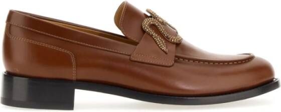 René Caovilla Italiaanse leren loafers voor vrouwen Brown Dames