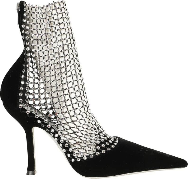 René Caovilla Kristal Strass Slingback Mid-High Heel Black Dames