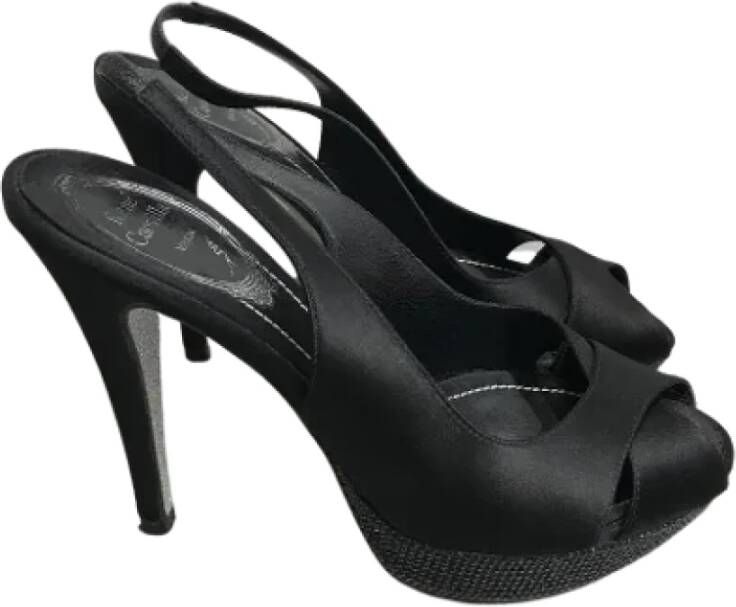 René Caovilla Pre-owned Canvas sandals Black Dames