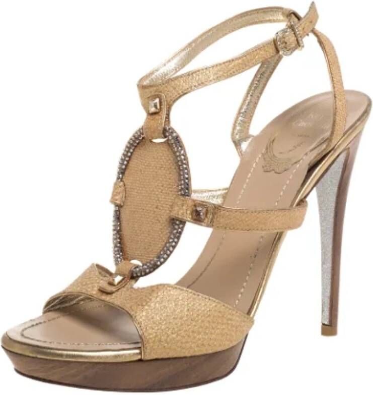 René Caovilla Pre-owned Fabric sandals Beige Dames