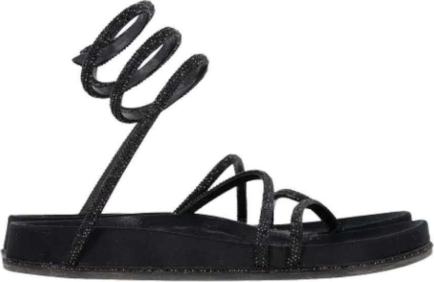 René Caovilla Pre-owned Leather sandals Black Dames