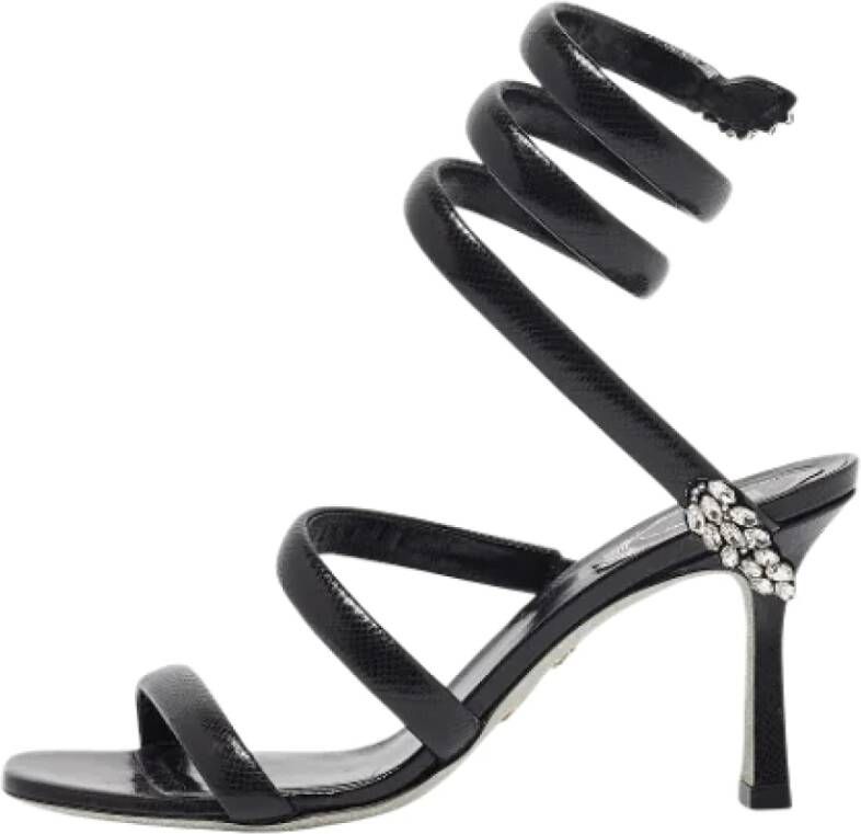 René Caovilla Pre-owned Leather sandals Black Dames