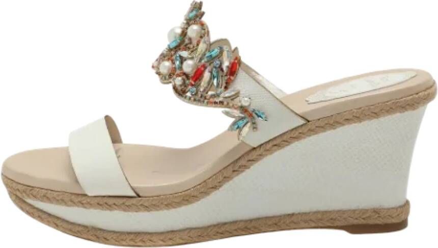 René Caovilla Pre-owned Leather sandals White Dames