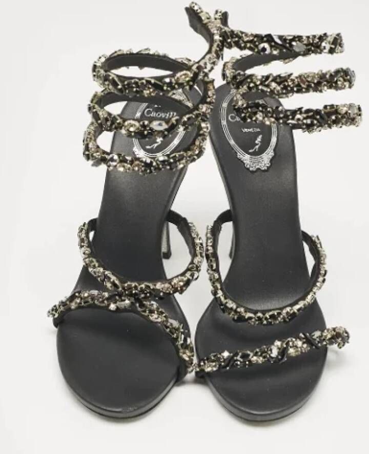 René Caovilla Pre-owned Satin sandals Black Dames