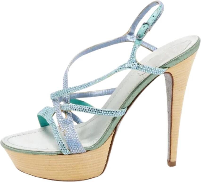 René Caovilla Pre-owned Satin sandals Blue Dames