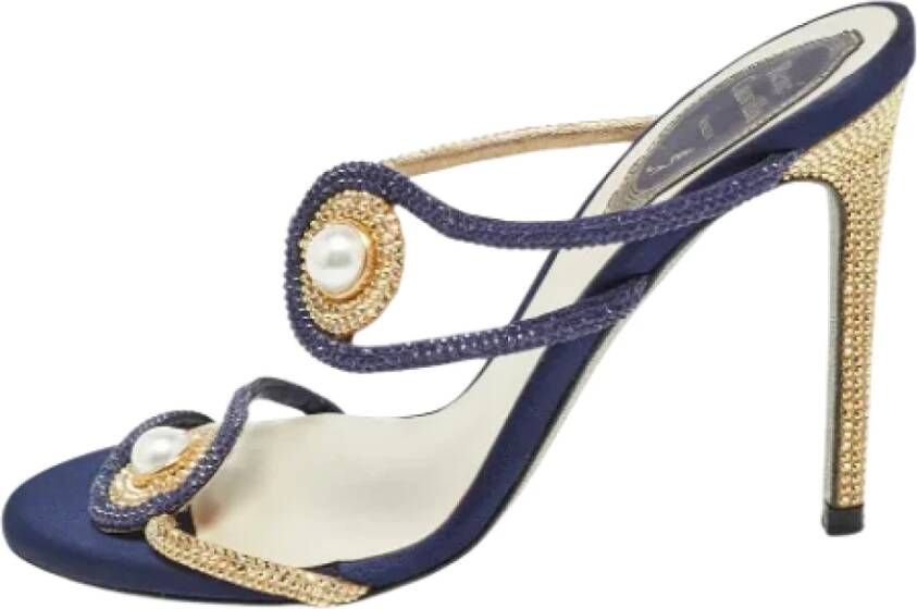 René Caovilla Pre-owned Satin sandals Blue Dames