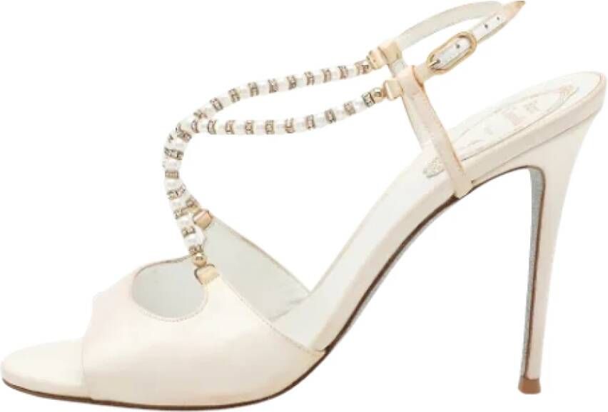 René Caovilla Pre-owned Satin sandals White Dames