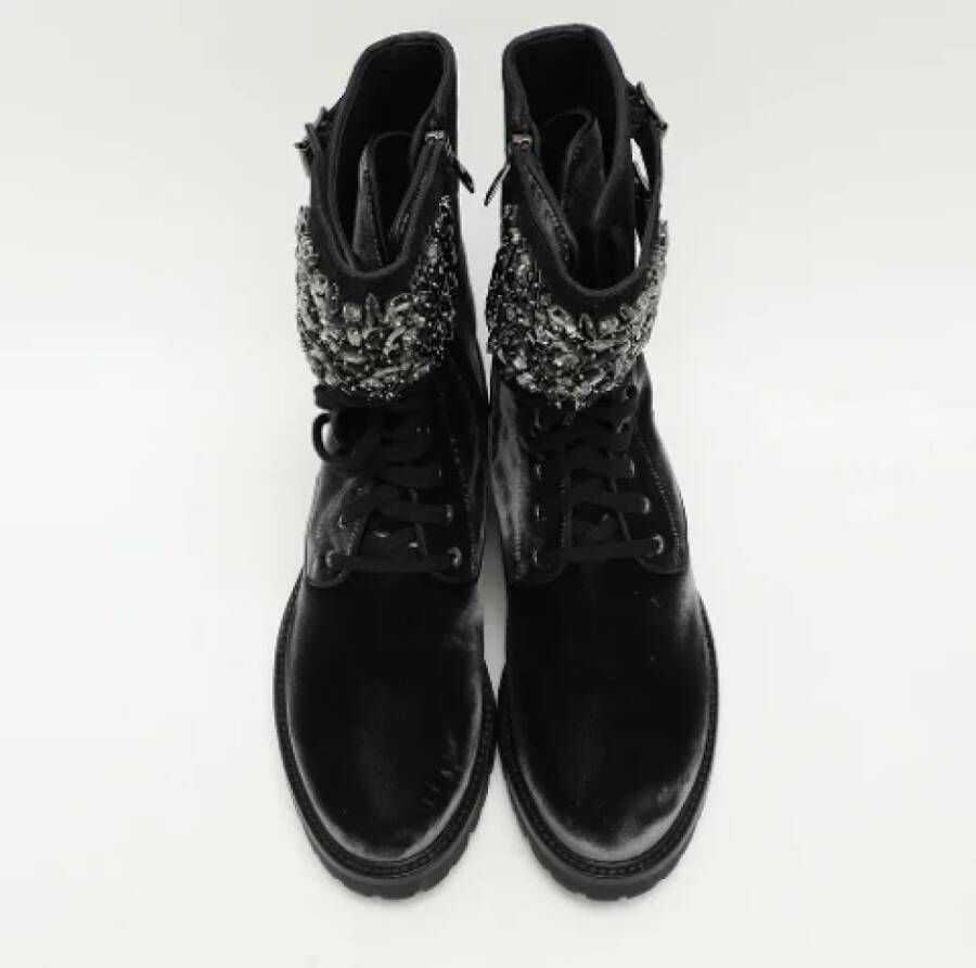 René Caovilla Pre-owned Velvet boots Black Dames