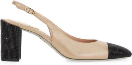 René Caovilla Rhinestone Leren Slingback Made in Italy Beige Dames