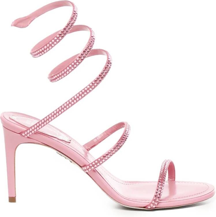 René Caovilla Roze Leren Sandalen Made in Italy Pink Dames