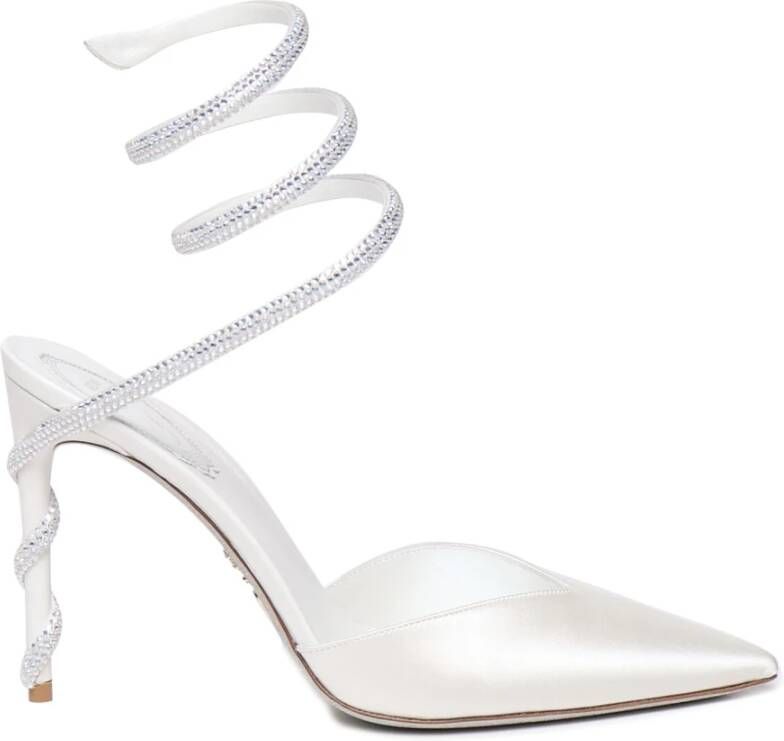 René Caovilla Witte Slingback Hiel met Vlechtontwerp Gray Dames