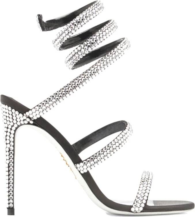 René Caovilla Zwarte Sandalen met Bandjes Black Dames